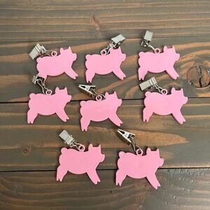 Set of 8 Metal Pink Pig Tablecloth Weights Picnic Barbeque